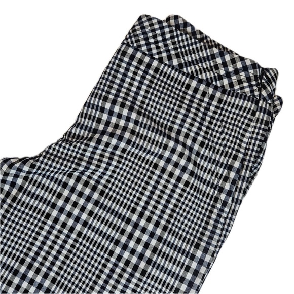 Trina Turk Pants Womens 2 Black Plaid Cropped Wide Leg Made USA 182508 Stretch - Picture 2 of 9